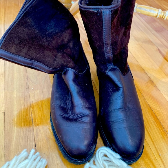 Blondo brown leather & suede sheepskin winter boots, US 8.5. Made in Canada. - Picture 2 of 7
